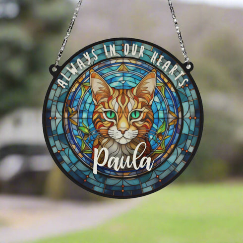 Cat Bengal Memorial Stained Glass Effect Suncatcher